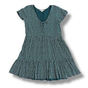 American Eagle Floral Mini Dress Women’s Small Teal Green White Cottagecore